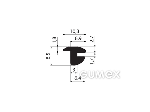 Geformtes Silikonprofil, 8,5x10,3mm, 60°ShA, -60°C/+250°C, schwarz, 